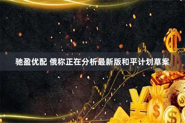 驰盈优配 俄称正在分析最新版和平计划草案